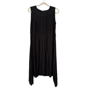 NWT Womens Black Sleeveless Maxi Dress With Handkerchief Hem By Roamans Size 14W